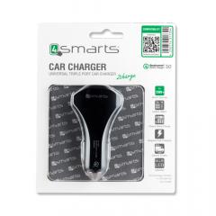 4smarts Incarcator Auto Qualcomm 3.0 Ultimate Dual USB + Type-C Black
