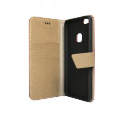 Just Must Husa Book Linen Huawei P10 Lite Pink (material textil cu silicon in interior)