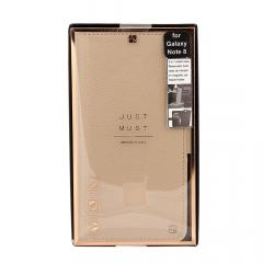 Just Must Husa Book Car Wallet Samsung Galaxy Note 8 Beige (carcasa interior detasabila)