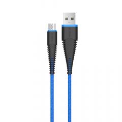 Devia Cablu Fish MicroUSB Blue (1.5m, impletitura nylon, 2.4A)