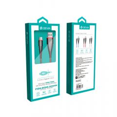 Devia Cablu Fish MicroUSB Blue (1.5m, impletitura nylon, 2.4A)