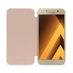 Meleovo Husa Smart Flip Samsung Galaxy A5 (2017) Gold (spate mat perlat si fata cu aspect metalic)