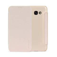 Meleovo Husa Smart Flip Samsung Galaxy A5 (2017) Gold (spate mat perlat si fata cu aspect metalic)