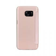 Meleovo Husa Smart Flip Samsung Galaxy S7 G930 Rose Gold (spate mat perlat si fata cu aspect metalic)