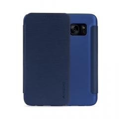 Meleovo Husa Smart Flip Samsung Galaxy S7 G930 Navy (spate mat perlat si fata cu aspect metalic)