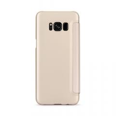 Meleovo Husa Smart Flip Samsung Galaxy S8 G950 Gold (spate mat perlat si fata cu aspect metalic)