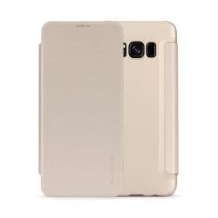 Meleovo Husa Smart Flip Samsung Galaxy S8 G950 Gold (spate mat perlat si fata cu aspect metalic)