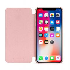 Meleovo Husa Smart Flip iPhone X Rose Gold (spate mat perlat si fata cu aspect metalic)