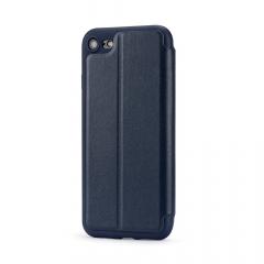 Meleovo Husa Nappa Flip iPhone 7 Navy (imitatie piele, carcasa silicon in interior, functie stand)
