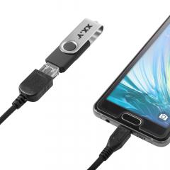 HQcable Cablu OTG MicroUSB la port USB 2.0 Black (0.25m)