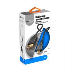 HQcable Cablu OTG MicroUSB la port USB 2.0 Black (0.25m)