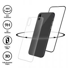 Eiger Folie Sticla 3D 360° iPhone X / XS Clear Black (0.33mm, 9H, curved, folie sticla spate inclusa)
