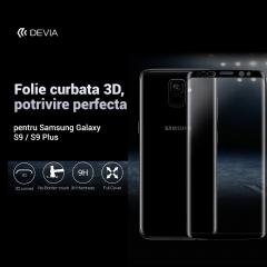 Devia Folie Sticla Temperata 3D Samsung Galaxy S9 G960 Black (margini curbate)