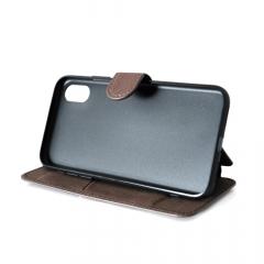 Meleovo Husa Book Stitchy I iPhone X Brown (slot card in interior, functie sleep-wake)