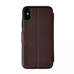 Meleovo Husa Book Stitchy I iPhone X Brown (slot card in interior, functie sleep-wake)