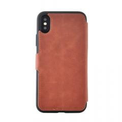 Meleovo Husa Book Stitchy II iPhone X Brown (slot card in interior, functie sleep-wake)