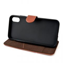Meleovo Husa Book Stitchy II iPhone X Brown (slot card in interior, functie sleep-wake)