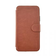 Meleovo Husa Book Stitchy II iPhone X Brown (slot card in interior, functie sleep-wake)