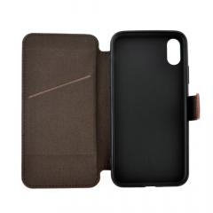 Meleovo Husa Book Stitchy II iPhone X Brown (slot card in interior, functie sleep-wake)