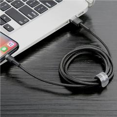 Baseus Cablu Cafule Series USB la Lightning Gray &amp; Black (1m, 2.4A, 480Mbps, impletitura textila)