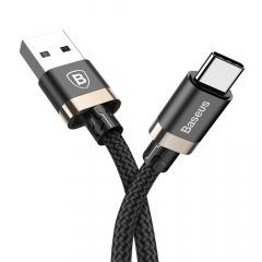 Baseus Cablu Golden Belt USB 3.0 la Type-C Black & Gold (1m, output 3A, impletitura nylon)