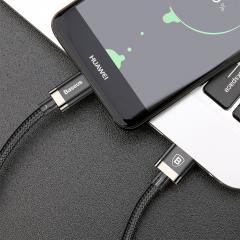 Baseus Cablu Golden Belt USB 3.0 la Type-C Black & Gold (1m, output 3A, impletitura nylon)