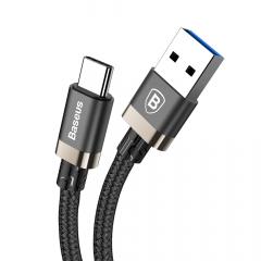 Baseus Cablu Golden Belt USB 3.0 la Type-C Black & Gold (1m, output 3A, impletitura nylon)