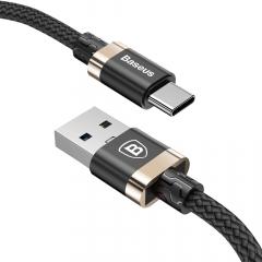 Baseus Cablu Golden Belt USB 3.0 la Type-C Black & Gold (1m, output 3A, impletitura nylon)