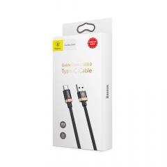 Baseus Cablu Golden Belt USB 3.0 la Type-C Black & Gold (1m, output 3A, impletitura nylon)