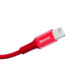 Baseus Cablu Shining USB with Jet Metal Lightning Red (1m, output 2A, impletitura textila)