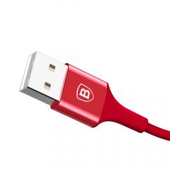 Baseus Cablu Shining USB with Jet Metal Lightning Red (1m, output 2A, impletitura textila)