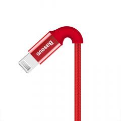 Baseus Cablu Shining USB with Jet Metal Lightning Red (1m, output 2A, impletitura textila)