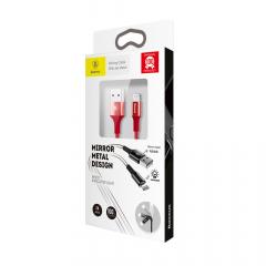 Baseus Cablu Shining USB with Jet Metal Lightning Red (1m, output 2A, impletitura textila)