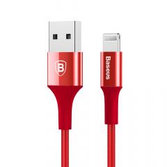 Baseus Cablu Shining USB with Jet Metal Lightning Red (1m, output 2A, impletitura textila)