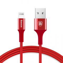 Baseus Cablu Shining USB with Jet Metal Lightning Red (1m, output 2A, impletitura textila)