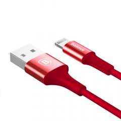 Baseus Cablu Shining USB with Jet Metal Lightning Red (1m, output 2A, impletitura textila)