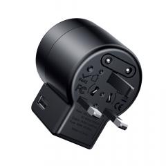 Baseus Incarcator Retea Rotation Universal Black pentru UK, AU, CHN, Europe, USA (2xUSB max 2.4A)