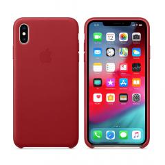 Apple Husa Original Leather iPhone XS Max Red (piele naturala)