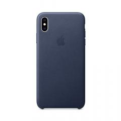 Apple Husa Original Leather iPhone XS Max Midnight Blue (piele naturala)