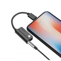 Mcdodo Adaptor Audio Lightning la Jack 3.5 + Lightning Black (audio and charging, max 1A)