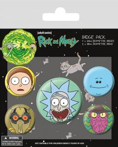 Set 5 insigne - Rick And Morty (Heads) Badge Pack