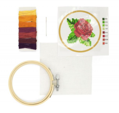 Mini kit goblen - Mini Cross Stitch Embroidery Kit - Rose