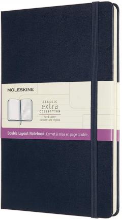 Carnet - Moleskine Classic Extra - Double Layout - Hard Cover, Large - Sapphire Blue