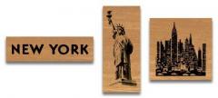 Cavallini NYC Designed Wooden Rubber Stamp Set in a Tin - Assorted (Pack of 3)