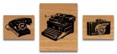 Cavallini Vintage Designed Wooden Rubber Stamp Set in a Tin - Assorted (Pack of 3)