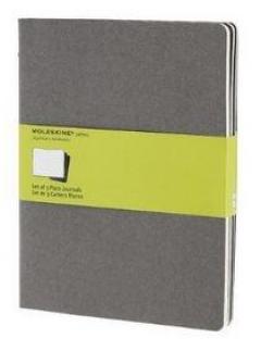 Moleskine Soft Grey Plain Cahier Extra Large Journal - Set of 3