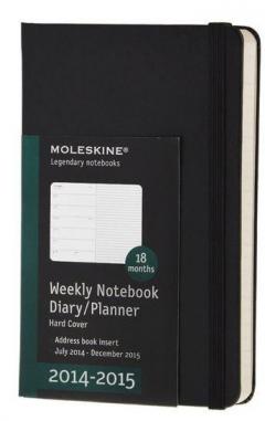 Moleskine 18 Months Pocket Weekly Planner Black Hardcover 2015