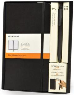 Moleskine Classic Large Notebook Hardcover and Classic Click Roller Pen - 0.5mm