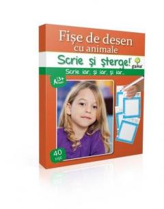 Desen. Fise cu animale. Scrie si sterge 