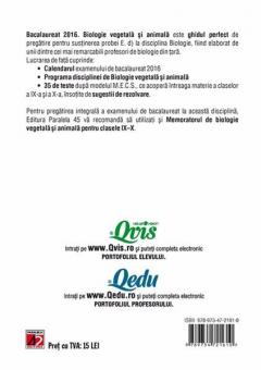 Bacalaureat 2016. Biologie vegetala si animala